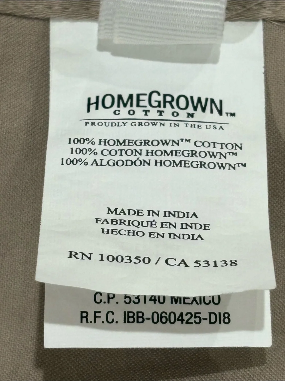 HEARTLAND HOMEGROWN Sheet Set Cotton Twin Size 100% Home Grown Cotton Taupe 2pc